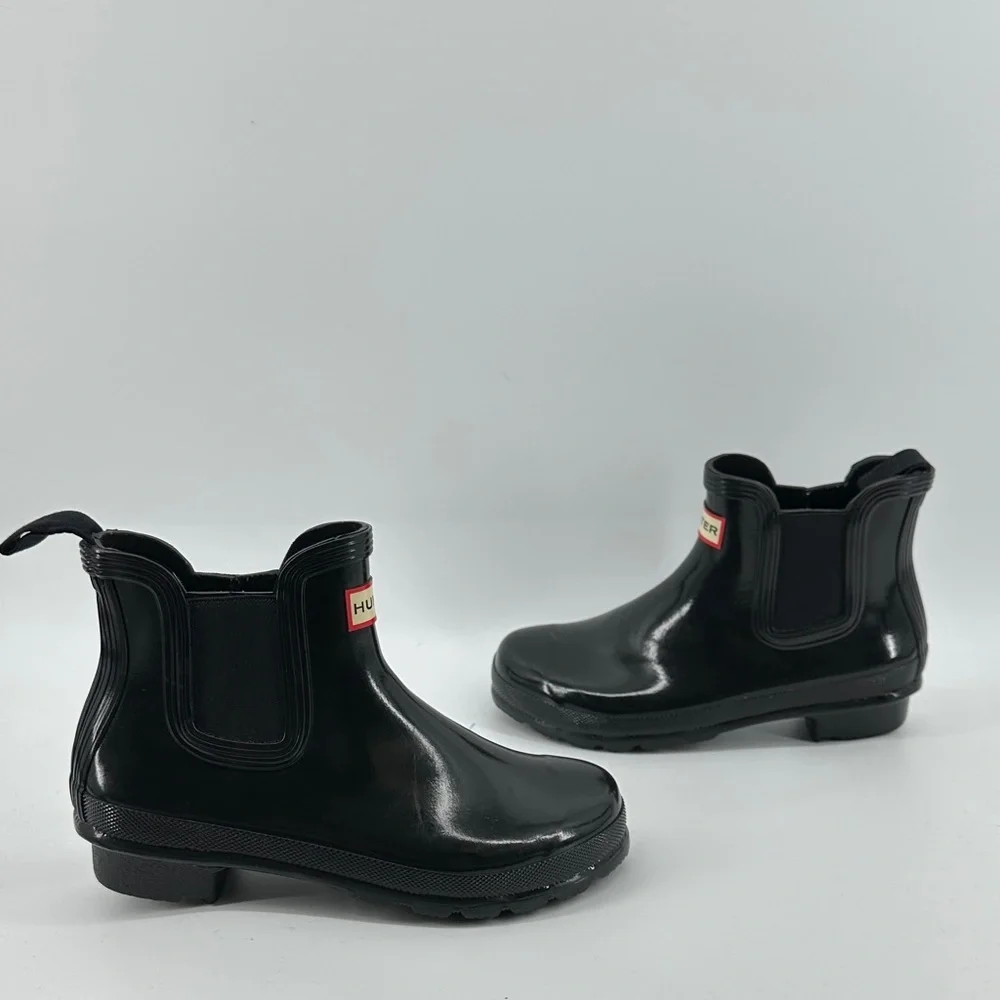 Hunter Chelsea Style Heritage Modern Chic Black Rain/Winter Ankle Boots Sz6
